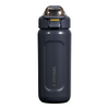 Dark gray water bottle with Stanley logo on a white background