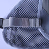 Gray mesh backpack with a strap on a light purple background