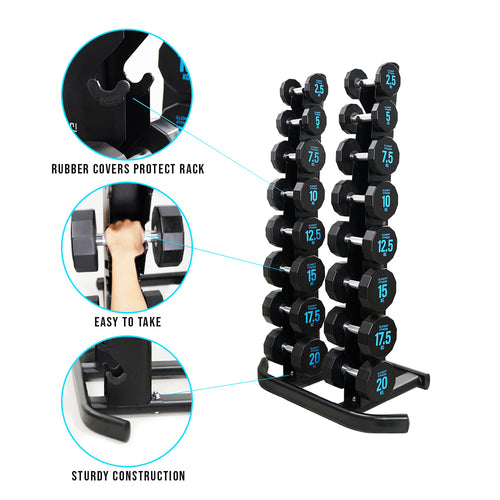 Element Fitness Weight Set Dumbbells + Vertical Rack 180kg