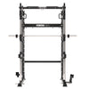 Black and silver weightlifting rack with 'Force USA' branding on a white background