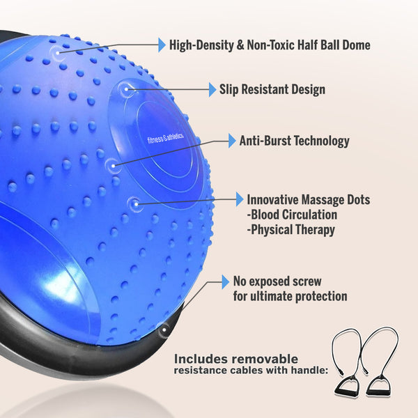 Fitness & Athletics Mini Exercise Balance Ball with Resistance Cable H ...