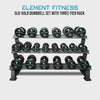 Element Fitness 5lb-50lb Dumbbell Set with Three-Tier Rack