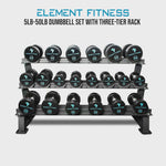 Element Fitness 5lb-50lb Dumbbell Set with Three-Tier Rack