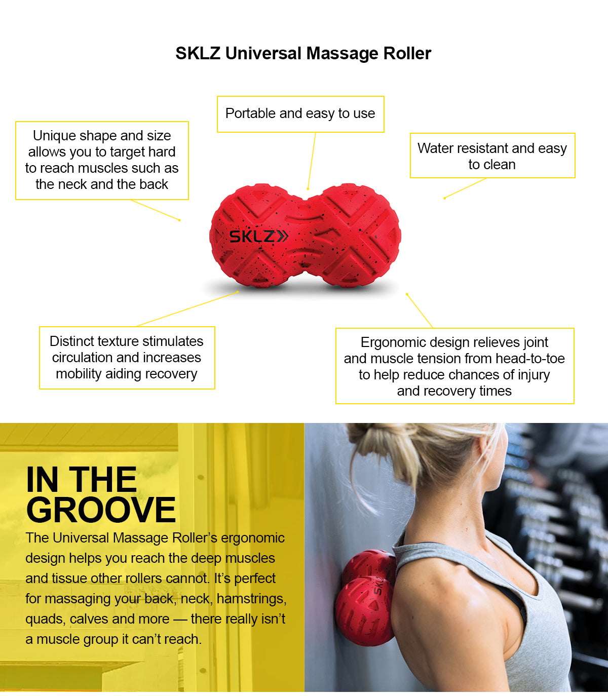 SKLZ Universal Massage Roller - Red - UK SKLZ Universal Massage Roller - Red - UK
