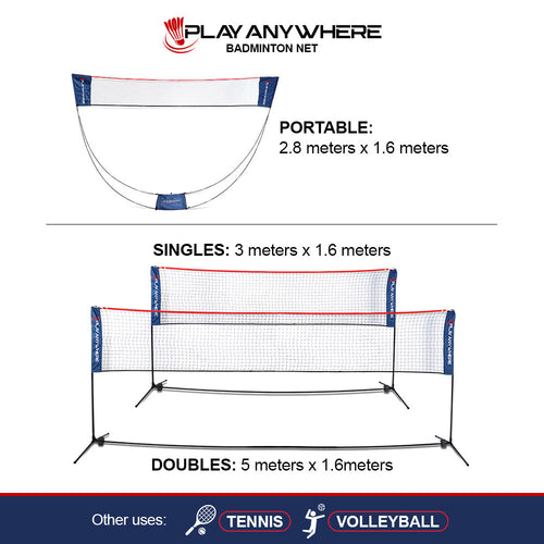 Play Anywhere Badminton Portable Net Singles Doubles
